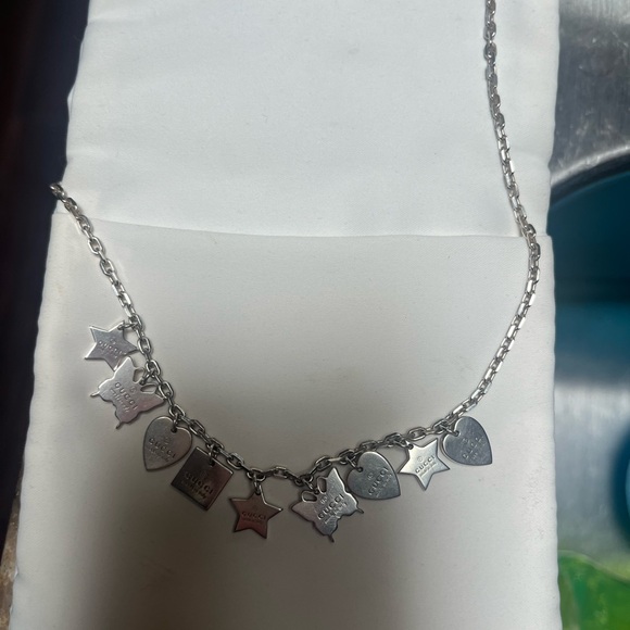 Silver Gucci Charm Butterfly and Heart Necklace, dust bag included - Picture 5 of 7